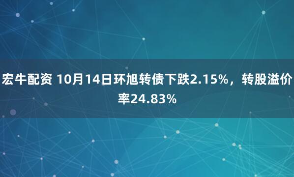 宏牛配资 10月14日环旭转债下跌2.15%，转股溢价率24.83%